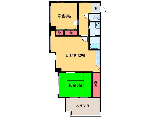 サントル西京(2LDK/4階)の間取り写真
