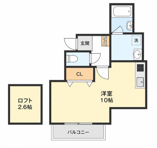 カサ苦楽園(1K/3階)の間取り写真