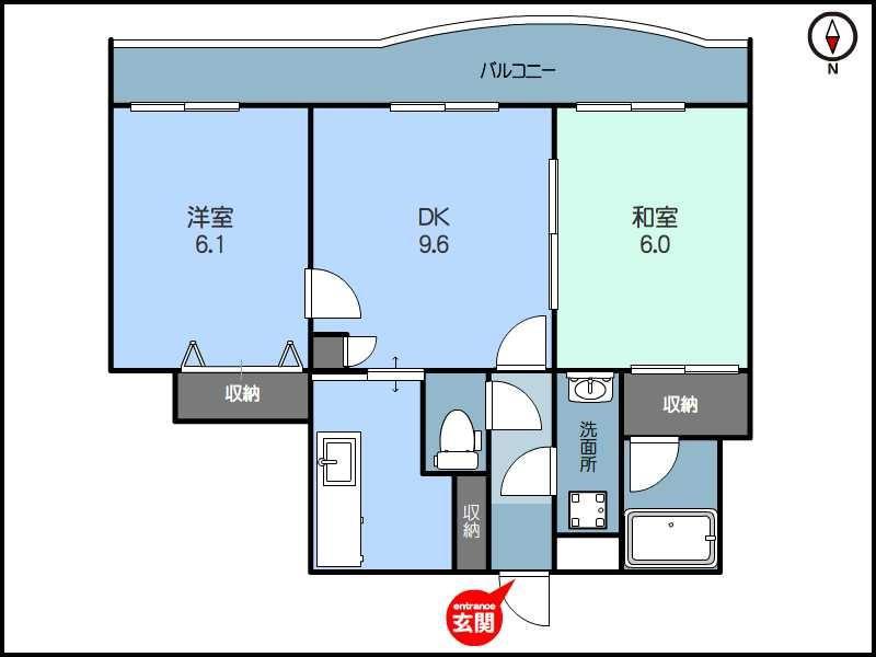 アクシス駅南ウエスト(2DK/3階)の間取り写真