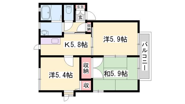 ディアス21(3K/2階)の間取り写真