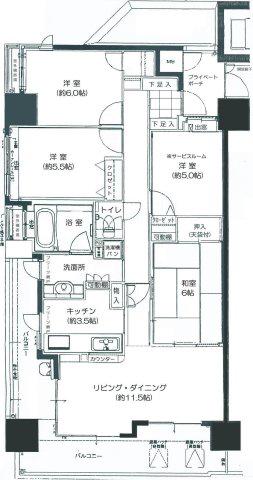 フローレンス城見町(3SLDK/5階)の間取り写真