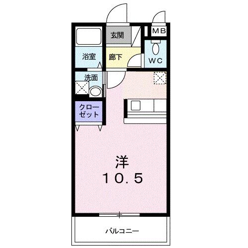 インター久留米SUR(ワンルーム/2階)の間取り写真