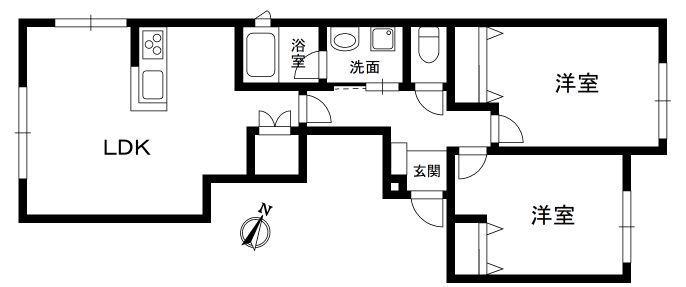 THE PARK MAISON祖師谷(2LDK/1階)の間取り写真