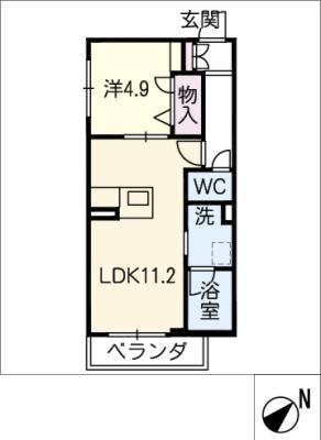 プライムカーサ(1LDK/2階)の間取り写真