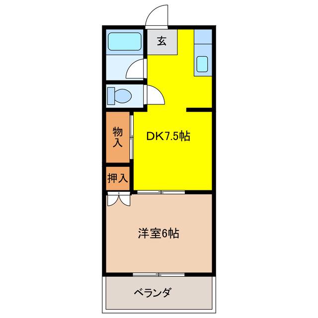 メゾン高比良(1DK/2階)の間取り写真