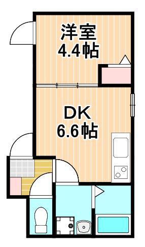 MELLAS北千住(1DK/1階)の間取り写真