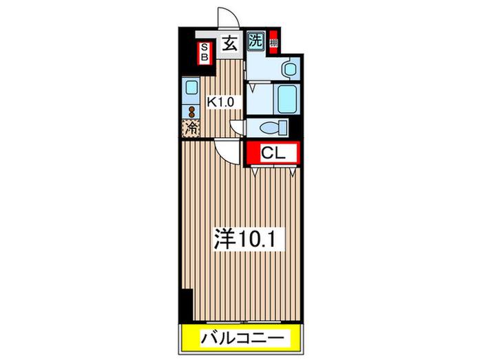 リバーサイドプレーヌ(1K/6階)の間取り写真