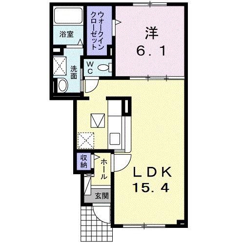 アンベリールB(1LDK/1階)の間取り写真