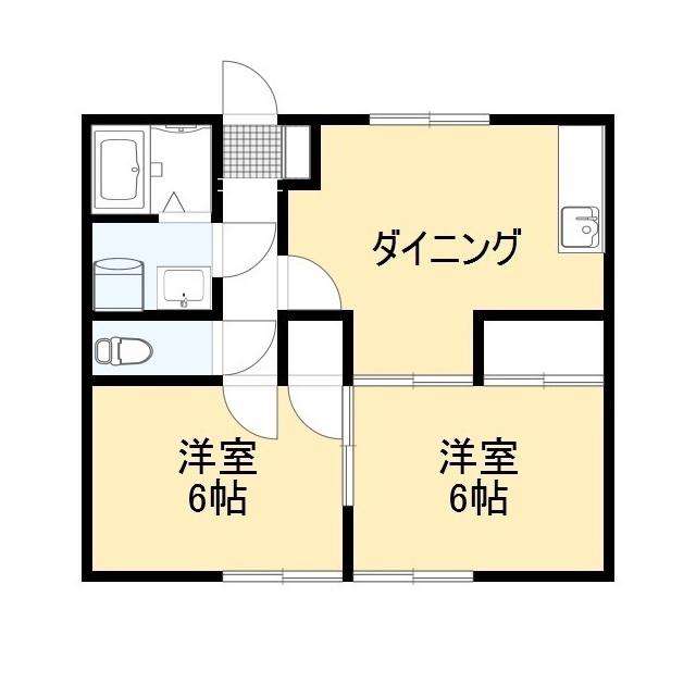 リバーサイドヒルズ(2DK/1階)の間取り写真