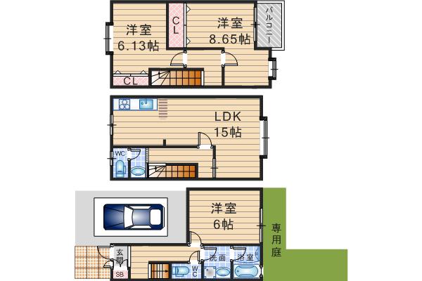 CONCIERGE(3LDK/1階)の間取り写真