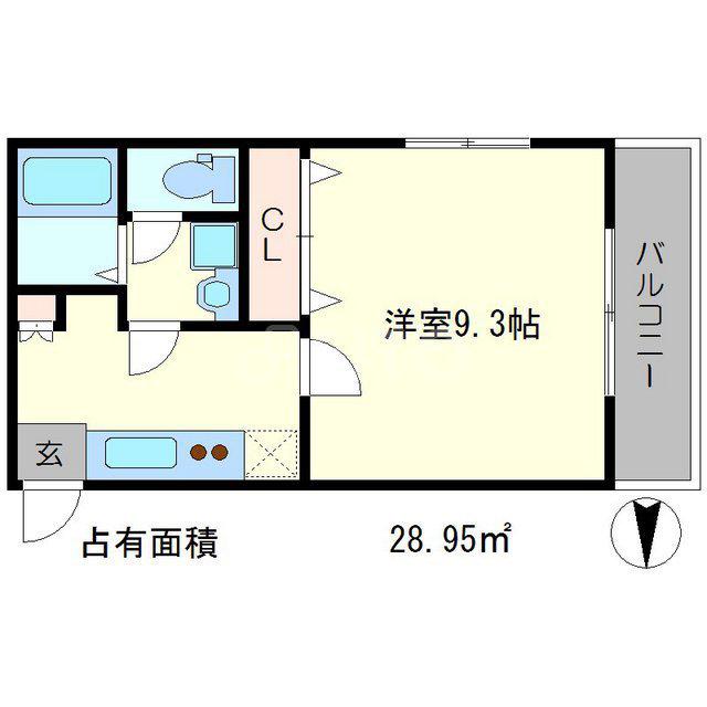 CROSS.BLDII(1K/4階)の間取り写真