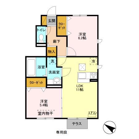 CASA SOAVE(2LDK/1階)の間取り写真