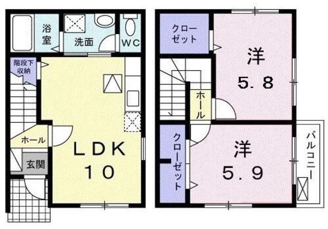 オクレット(2LDK/1階)の間取り写真