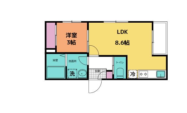 レクスト泉中央(1LDK/1階)の間取り写真
