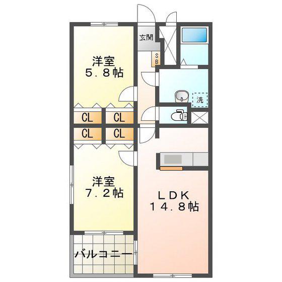 カモミーユ(2LDK/3階)の間取り写真
