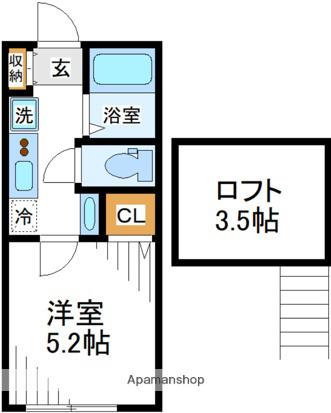 クレストコート上永谷(1K/2階)の間取り写真