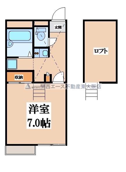 レオパレス夢一番館(1K/2階)の間取り写真