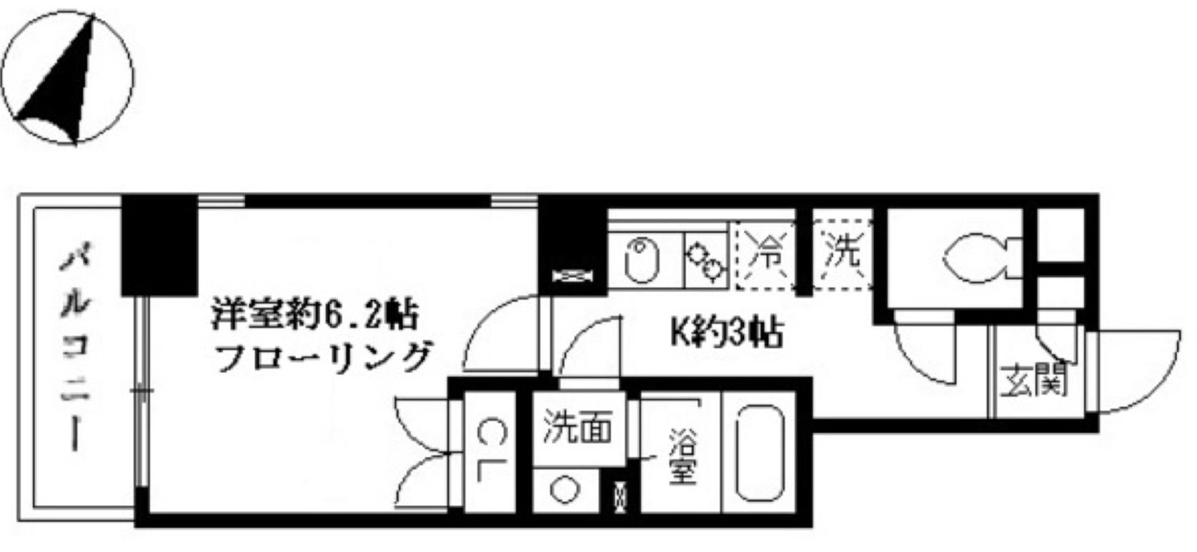 プルナス森下(1K/5階)の間取り写真