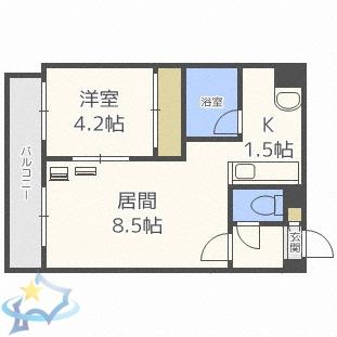 ハートレー7条館(1LDK/2階)の間取り写真