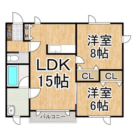 SUN RICH(2LDK/1階)の間取り写真