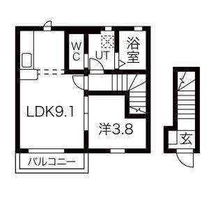 BEFINE 六丁の目東 B棟(1LDK/2階)の間取り写真