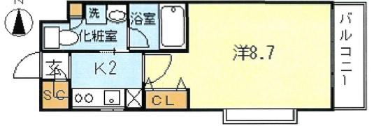 東急田園都市線 溝の口駅 徒歩7分 5階建 築21年(1K/1階)の間取り写真