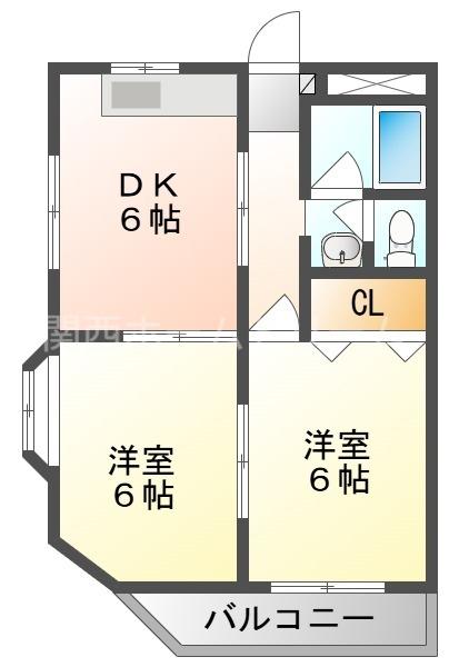 八紘マンション(2DK/2階)の間取り写真