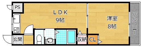 レオハイム長尾III(1LDK/5階)の間取り写真
