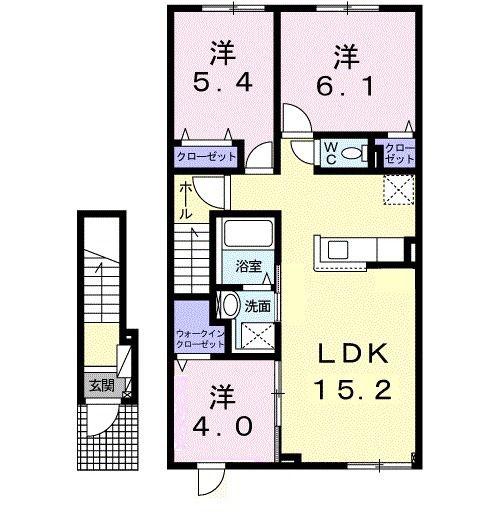 ヒカルサ 苫小牧 イースト(3LDK/2階)の間取り写真
