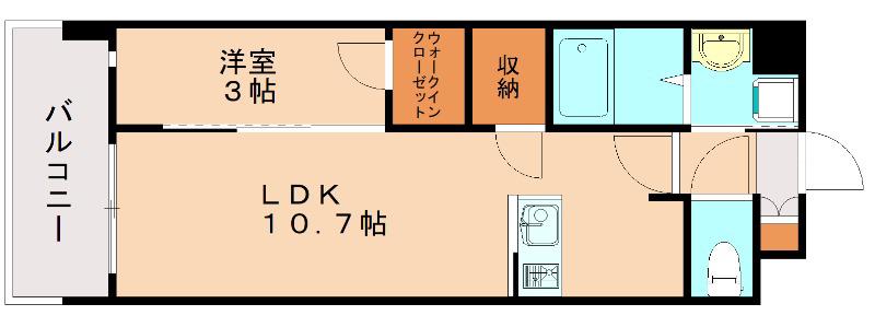RJRプレシア博多パークレジデンス(1LDK/3階)の間取り写真