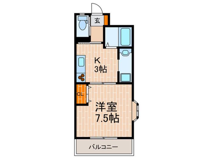 カサベルデ垂水(1K/4階)の間取り写真