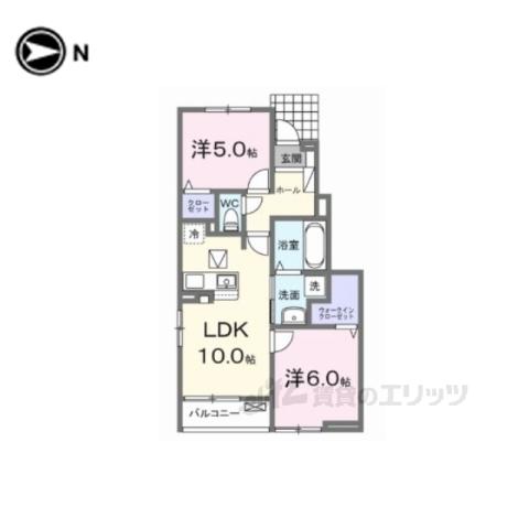 クラール倉治C(2LDK/1階)の間取り写真