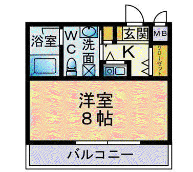 ファミリオン御所(1K/2階)の間取り写真