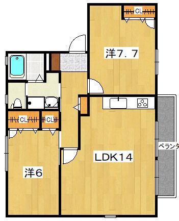 サンジョルジュ(2LDK/2階)の間取り写真