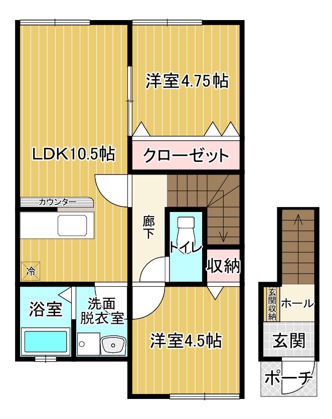 ジャルダン大山(2LDK/2階)の間取り写真