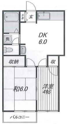 光荘6号館(2DK/2階)の間取り写真