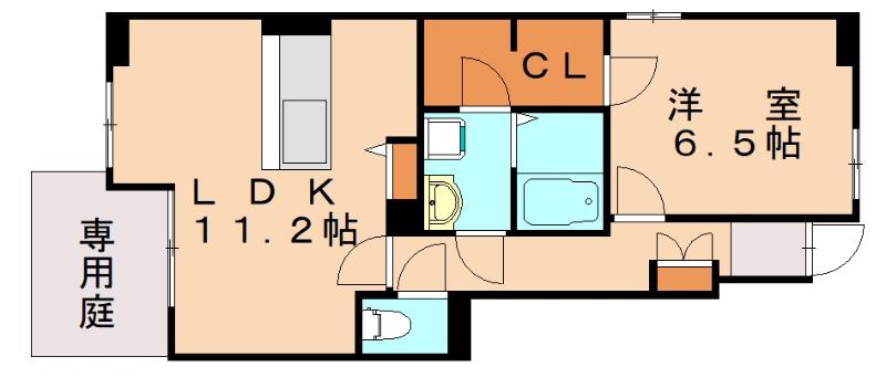 リアルエステート(1LDK/1階)の間取り写真