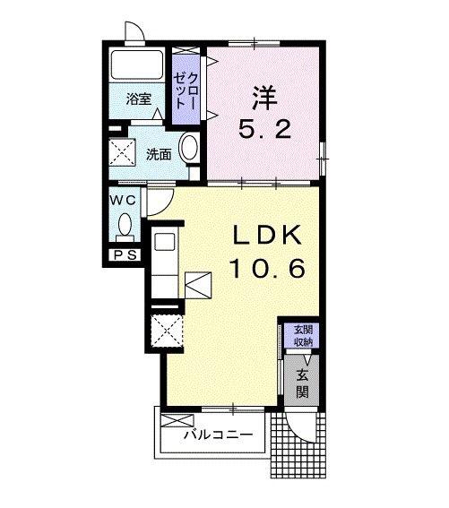 シティーロードタカヤナギ(1LDK/1階)の間取り写真
