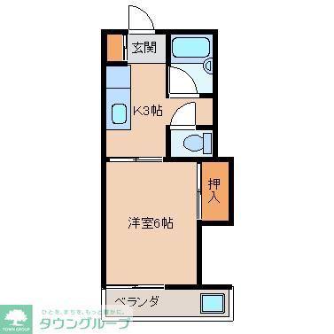 河合ハイム(1K/2階)の間取り写真