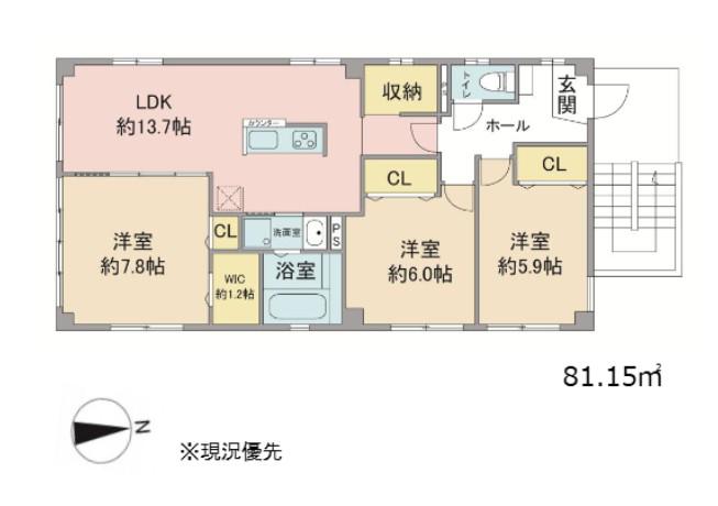 シャトー高杉(3LDK/2階)の間取り写真