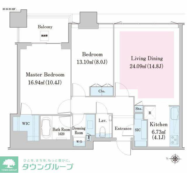 中野ステーションレジデンス(2LDK/32階)の間取り写真