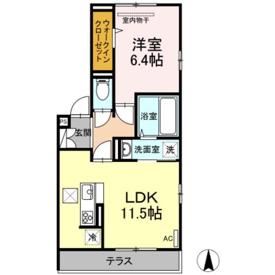 クラウドMR(1LDK/1階)の間取り写真