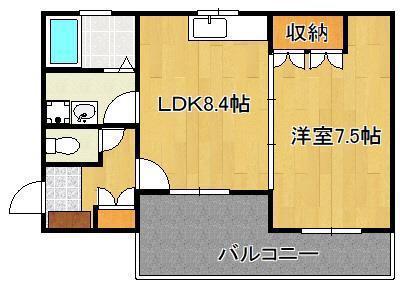 プロニティC棟(1LDK/1階)の間取り写真