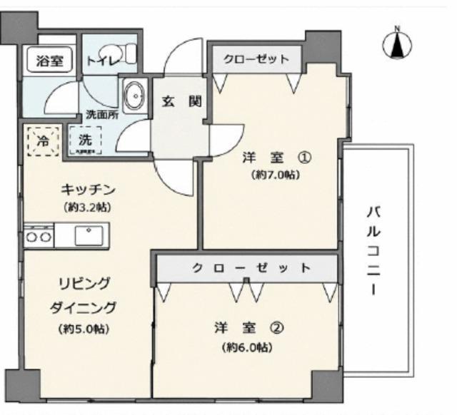 ウェルシャン白山(2LDK/4階)の間取り写真