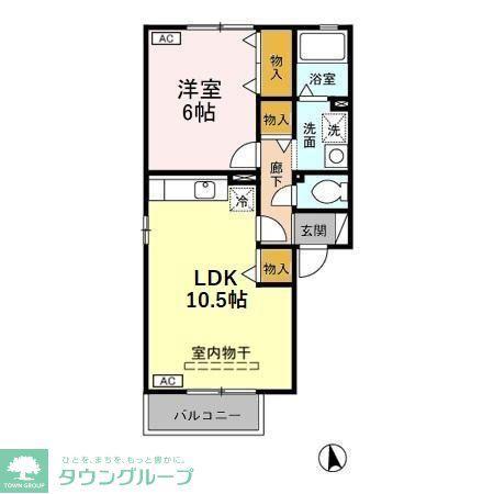 メゾンクレールB(1LDK/2階)の間取り写真