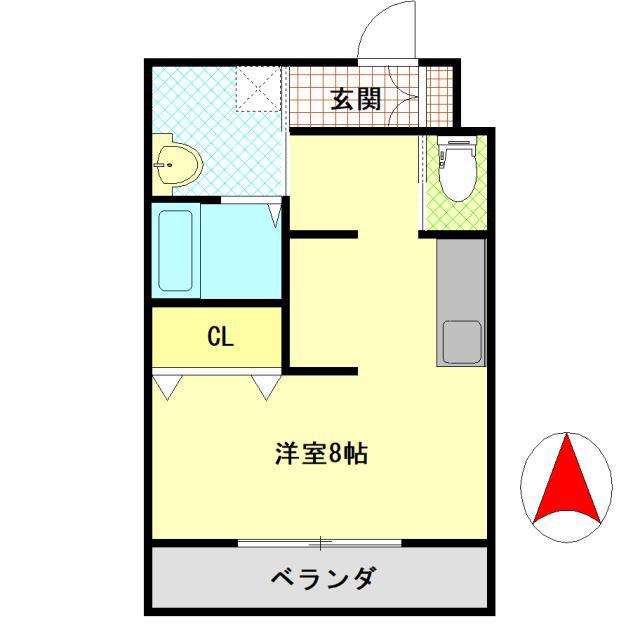 つるのしまマンション(ワンルーム/3階)の間取り写真