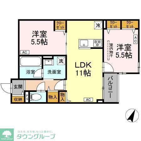 MOCRAFT南小岩(2LDK/1階)の間取り写真