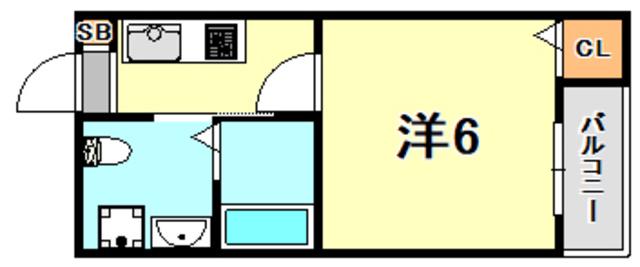 FUCLA大物(1K/1階)の間取り写真