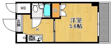 Kビル(1K/3階)の間取り写真