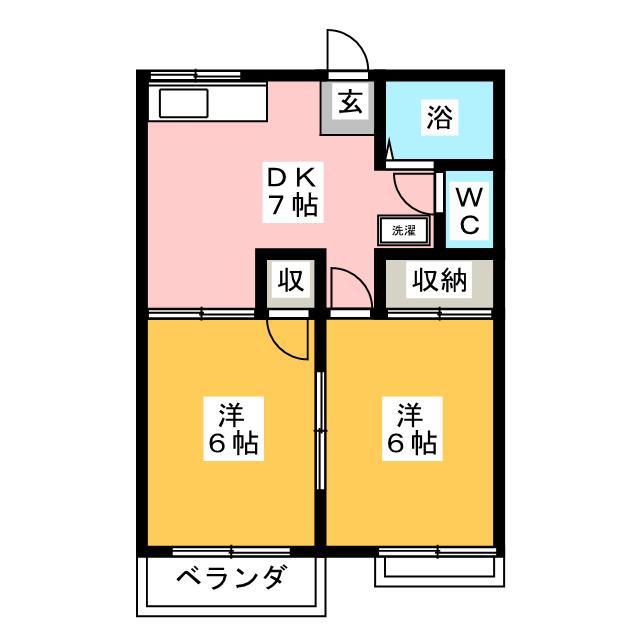 第9ヤマサハイツ(2DK/2階)の間取り写真